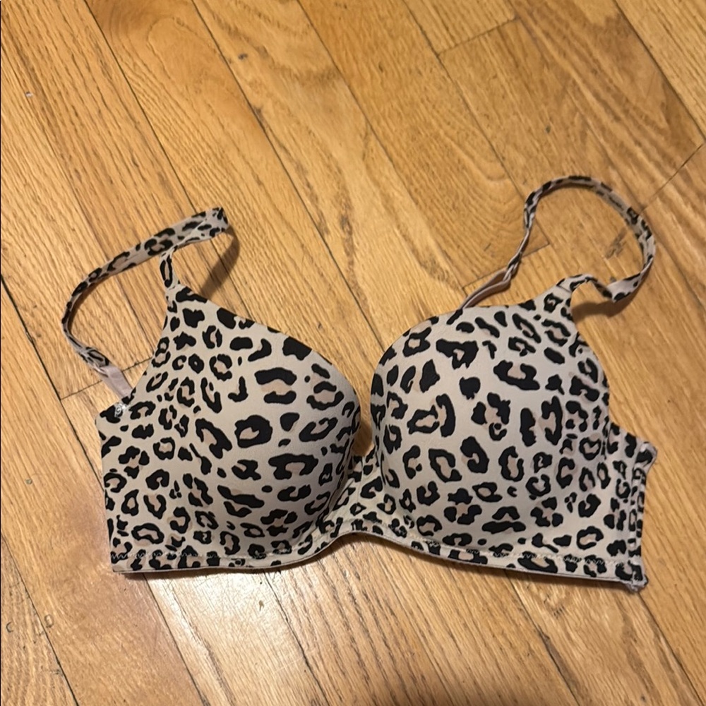 Leopard Print Bra with Molded Cups and Adjustable Straps